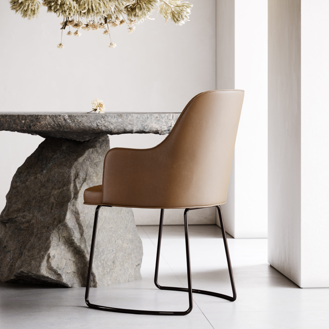 Chaise de salle à manger en cuir bordeaux | Domkapa Anna - Image 10