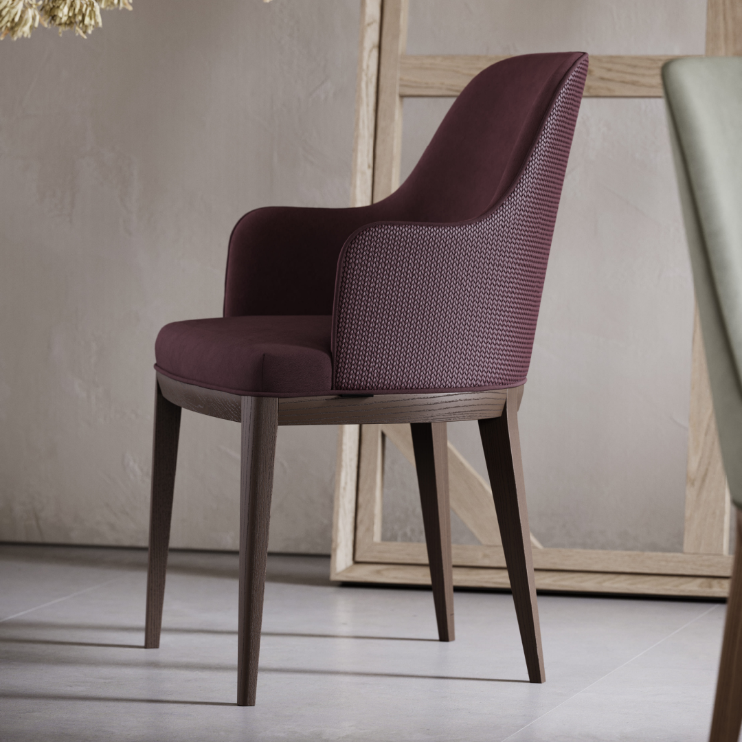 Chaise de salle à manger en cuir bordeaux | Domkapa Anna - Image 8