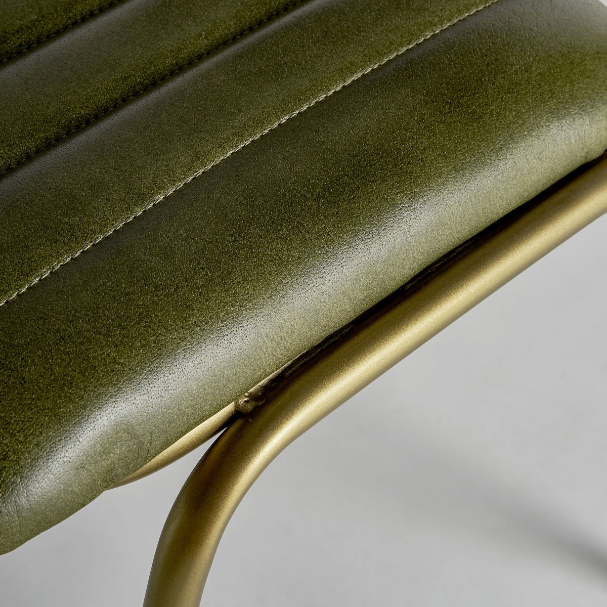 Chaise de salle à manger en cuir vert | Vical Almstock - Image 9