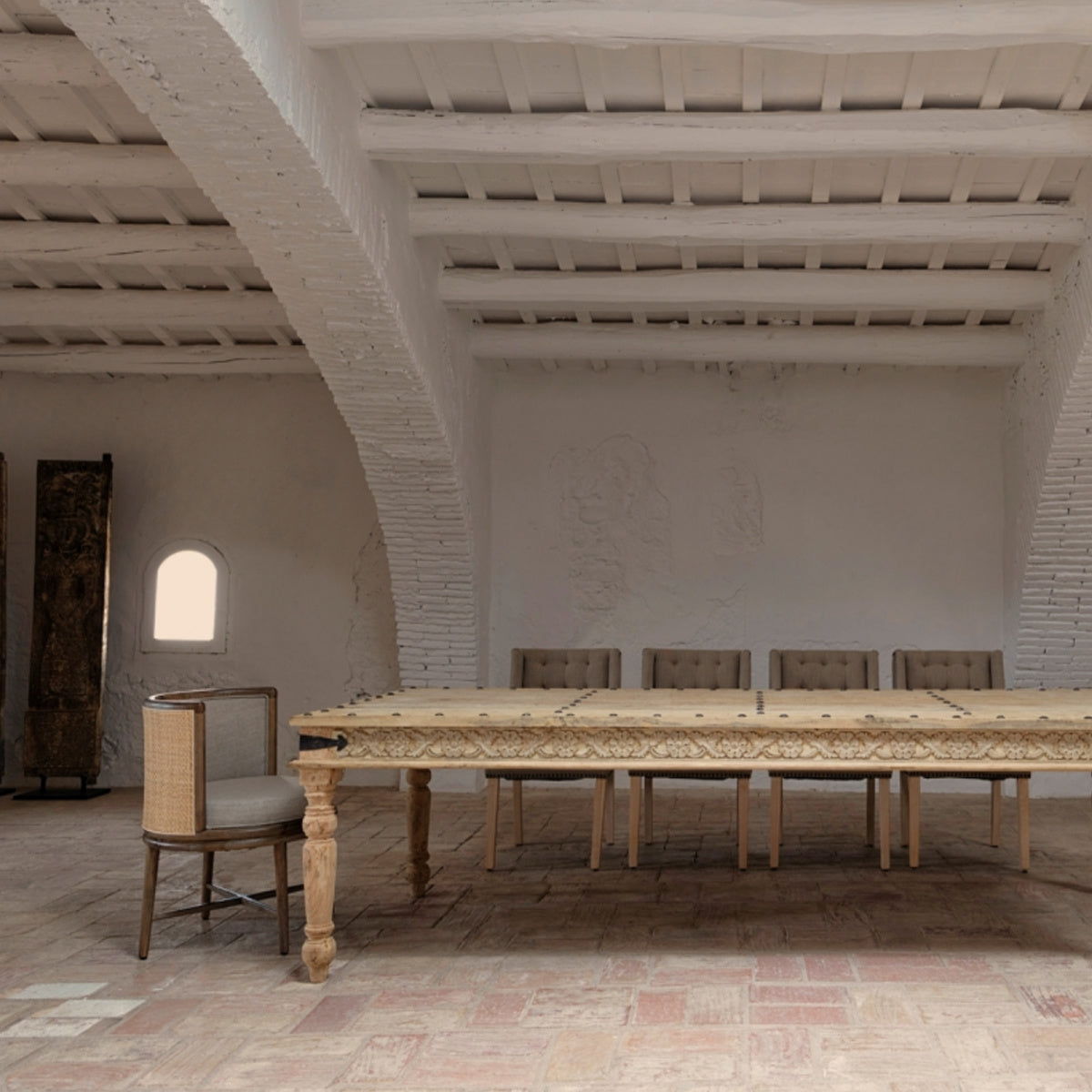 Chaise de salle à manger en tissu blanc | Vical Varaire - Image 7