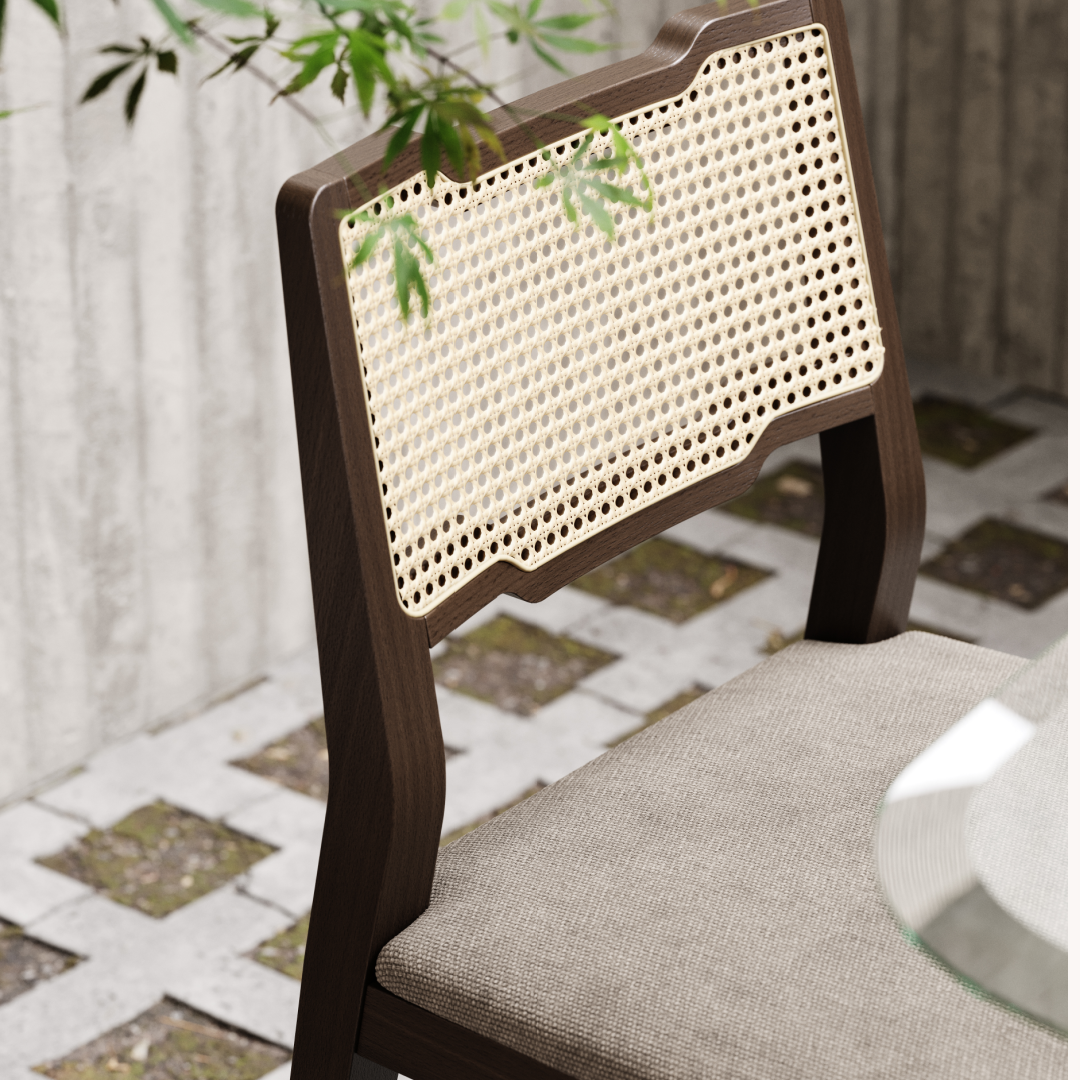 Chaise de salle à manger en velours et bois teinté | Domkapa Eva - Image 7