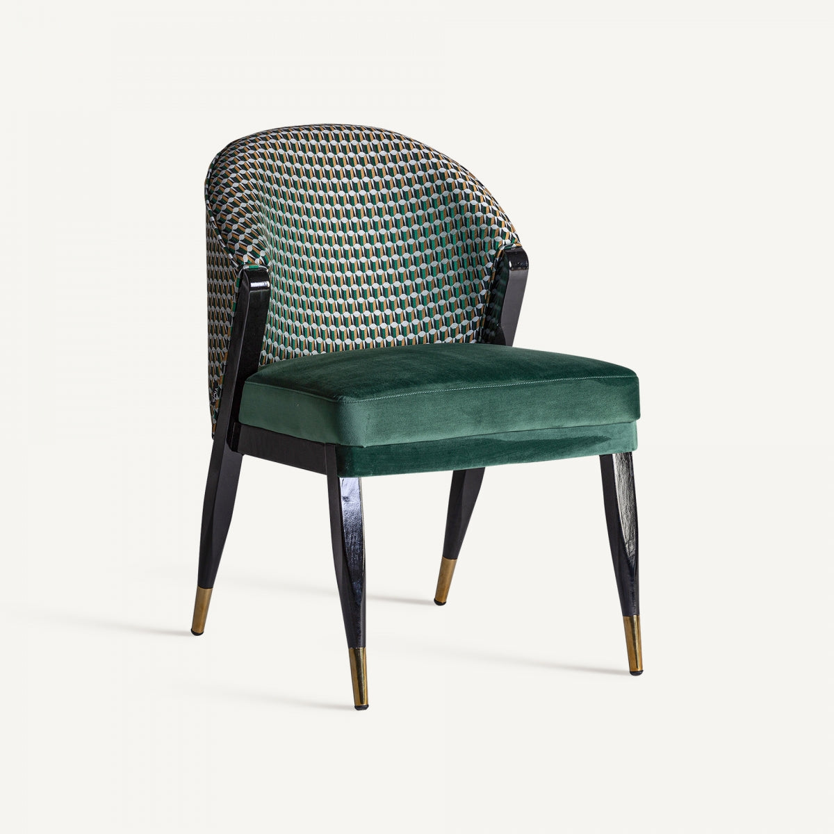 Chaise de salle à manger en velours vert | Vical Kelheim - Image 1