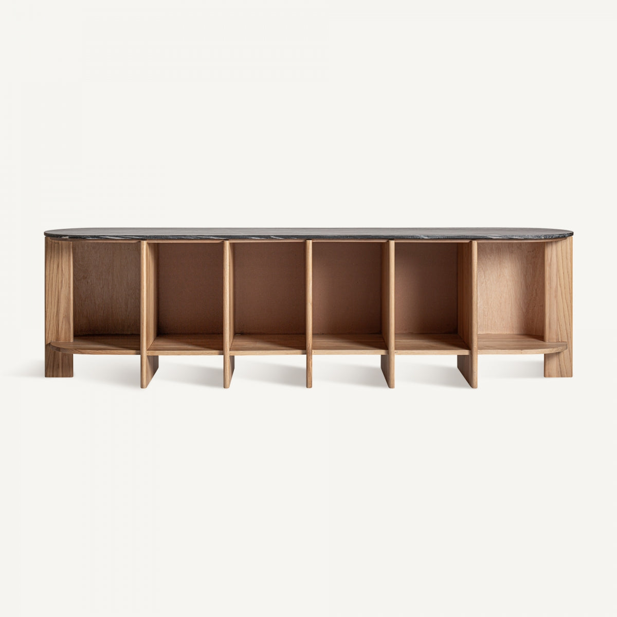 Console en chêne et travertin noir | Vical Nara - Image 1