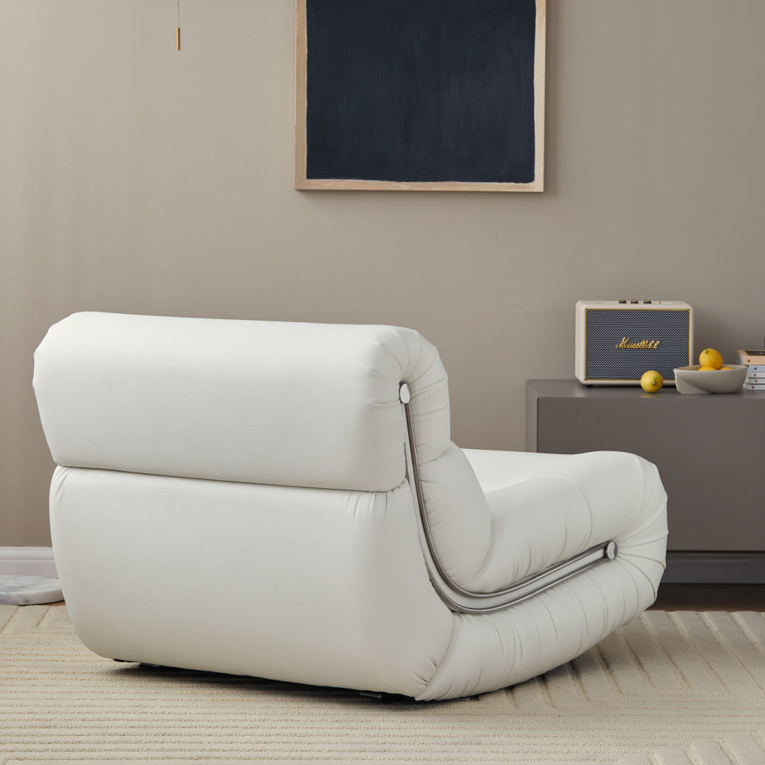 Fauteuil à bascule en cuir ivoire | Grado Kalimba - Image 6
