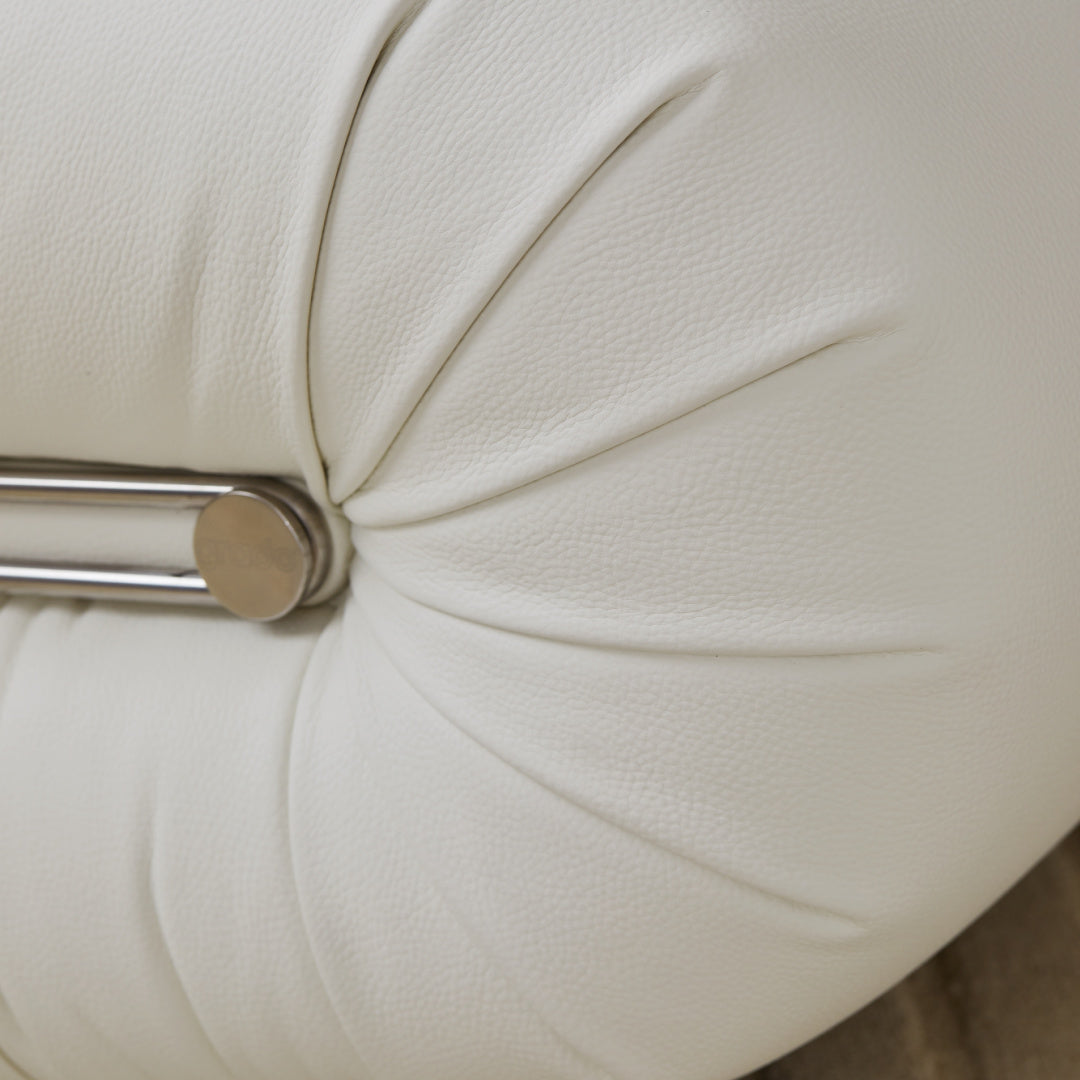 Fauteuil à bascule en cuir ivoire | Grado Kalimba - Image 7