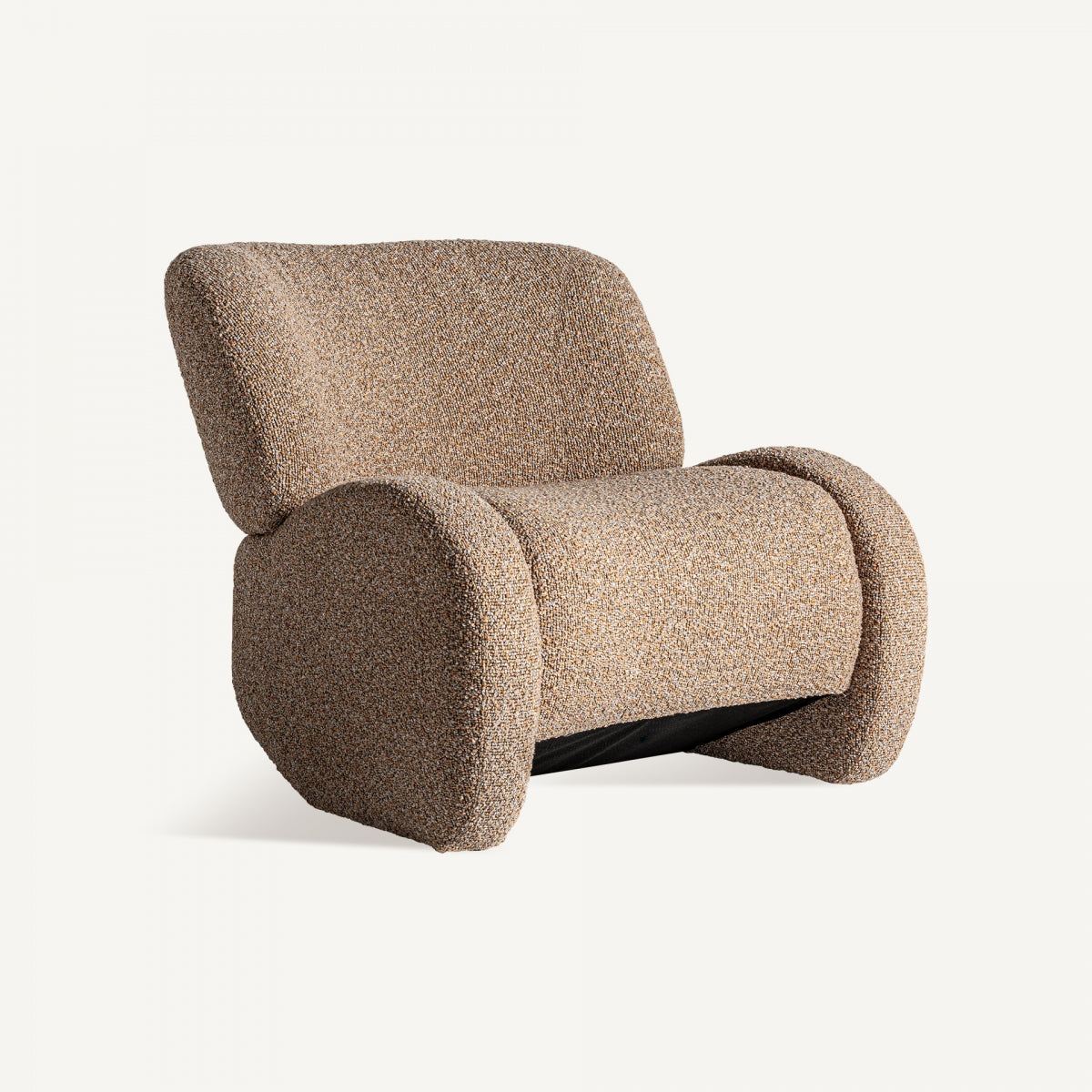 Fauteuil bouclé marron et bois de pin | VICAL Ibsen - Image 1