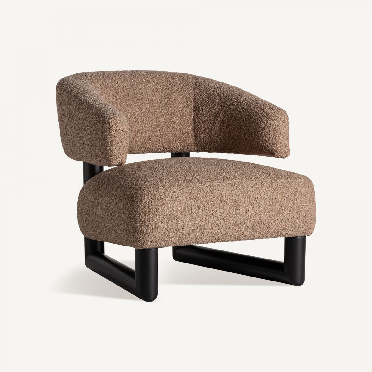 Fauteuil bouclé marron et bois de pin | VICAL Irvin - Image 1