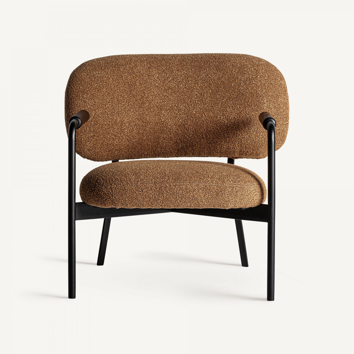 Fauteuil bouclé ocre et bois de pin | VICAL Jessie - Image 3