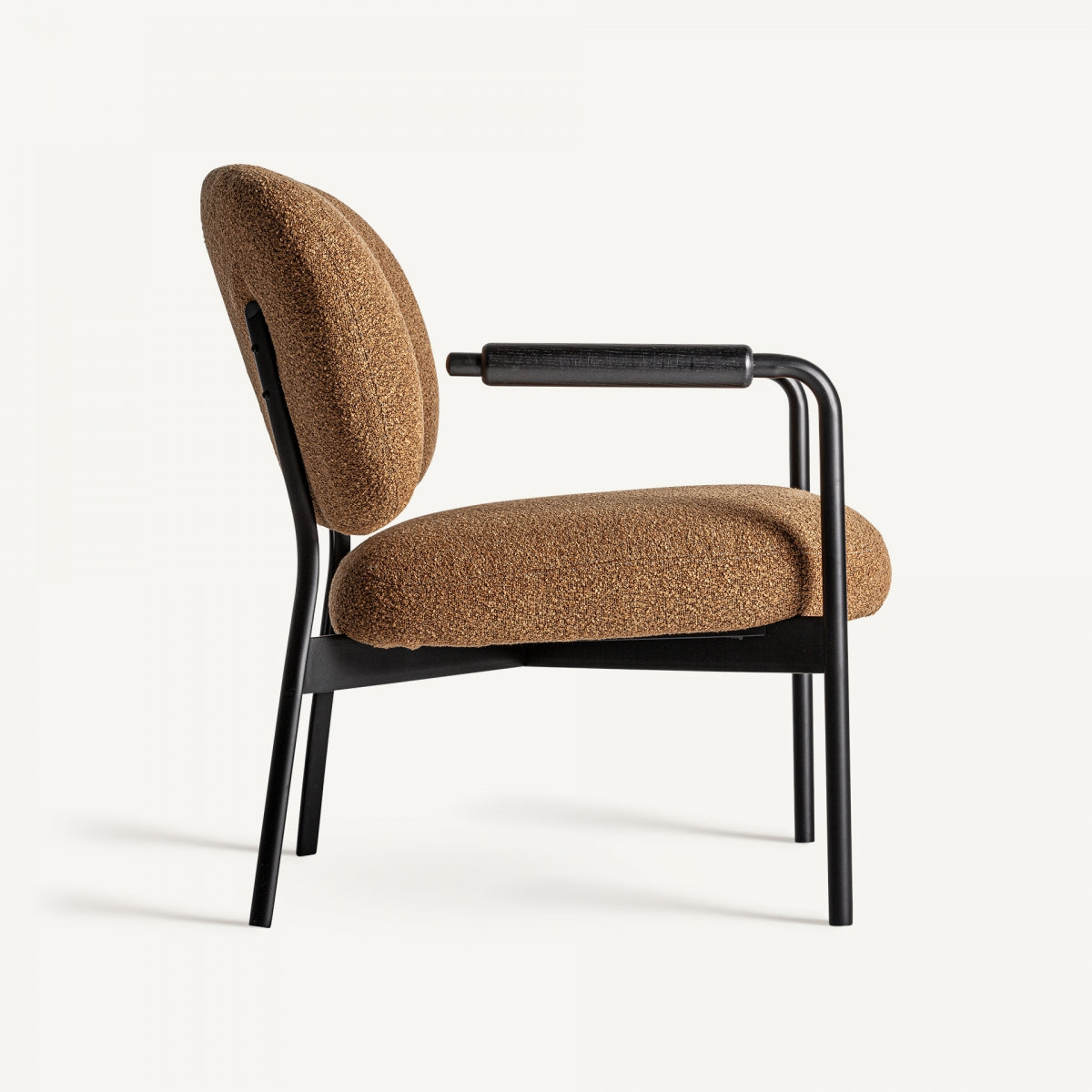Fauteuil bouclé ocre et bois de pin | VICAL Jessie - Image 5