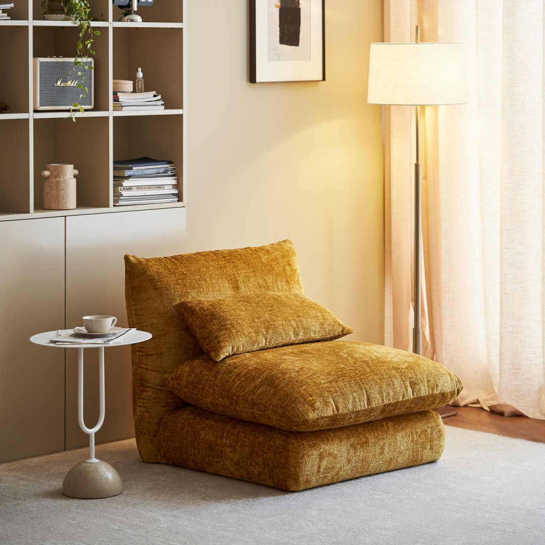 Fauteuil côtelé moutarde | Grado Puff - Image 11
