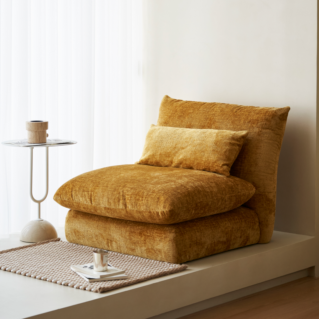 Fauteuil côtelé moutarde | Grado Puff - Image 12