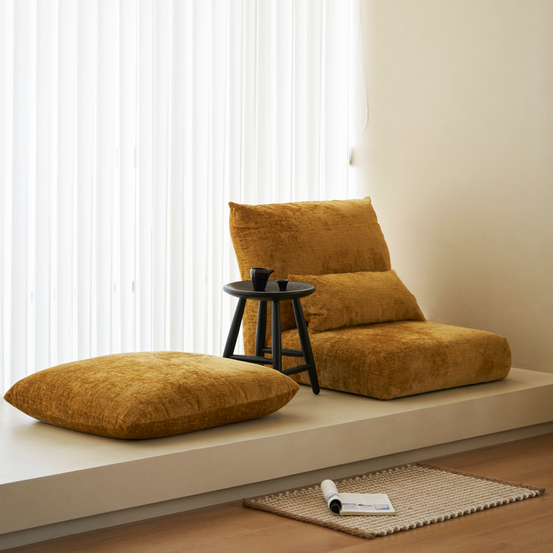 Fauteuil côtelé moutarde | Grado Puff - Image 7