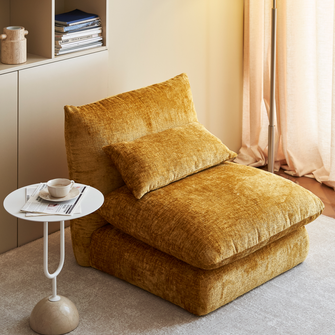 Fauteuil côtelé moutarde | Grado Puff - Image 8