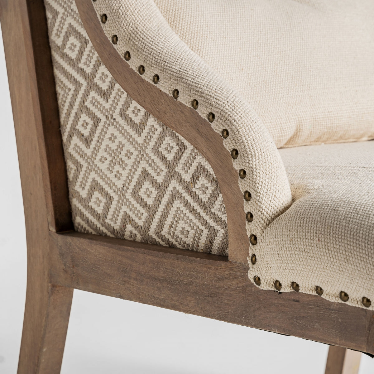 Fauteuil d'appoint en manguier et tissu beige | Vical Objat - Image 2