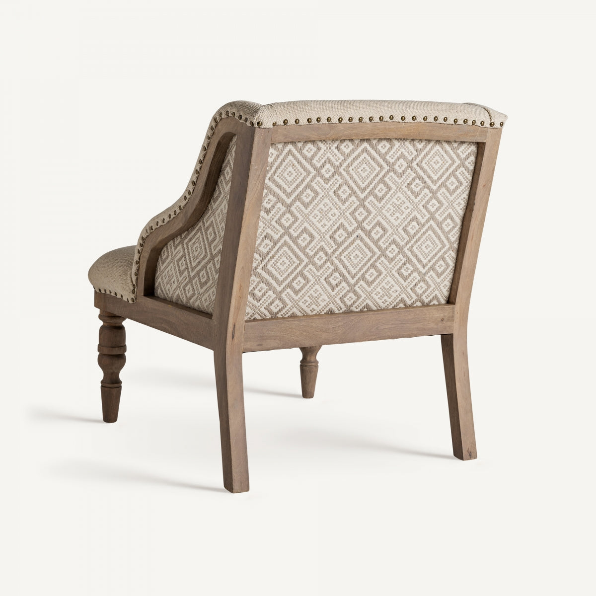 Fauteuil d'appoint en manguier et tissu beige | Vical Objat - Image 3