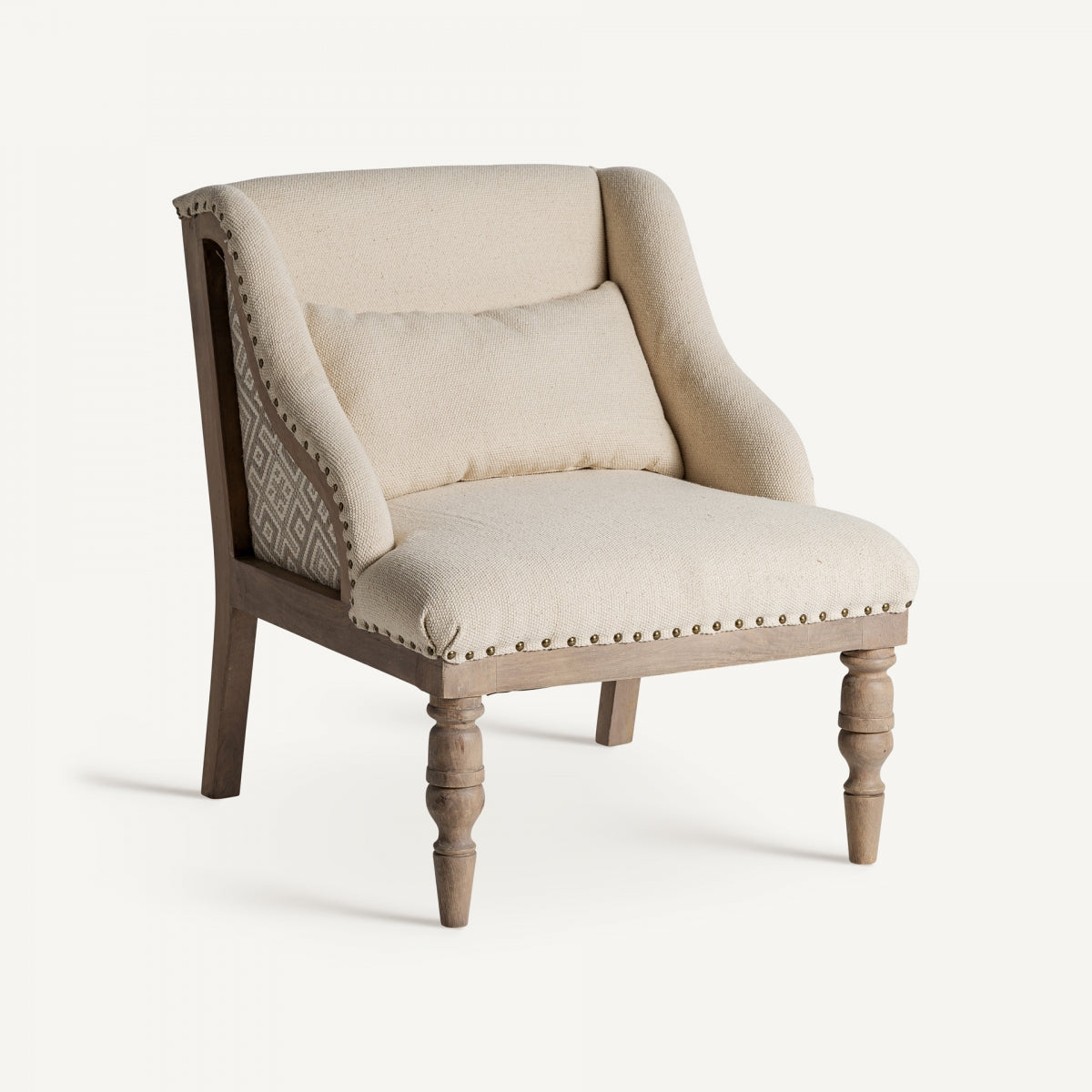 Fauteuil d'appoint en manguier et tissu beige | Vical Objat - Image 4