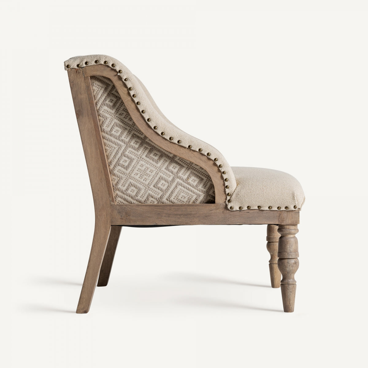 Fauteuil d'appoint en manguier et tissu beige | Vical Objat - Image 5
