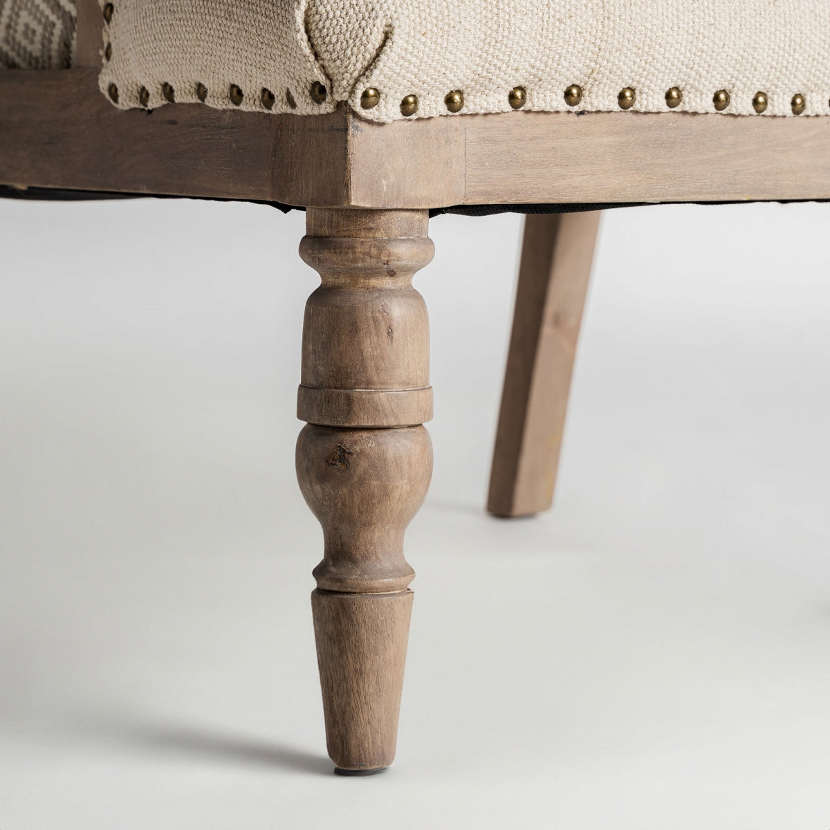 Fauteuil d'appoint en manguier et tissu beige | Vical Objat - Image 7
