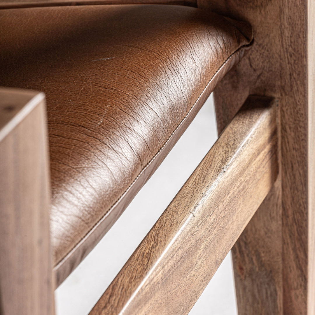 Fauteuil en cuir marron et bois d'acacia | Vical Melle - Image 6