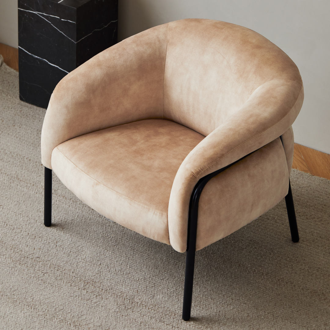 Fauteuil en velours beige | Grado Belly Lounge - Image 6
