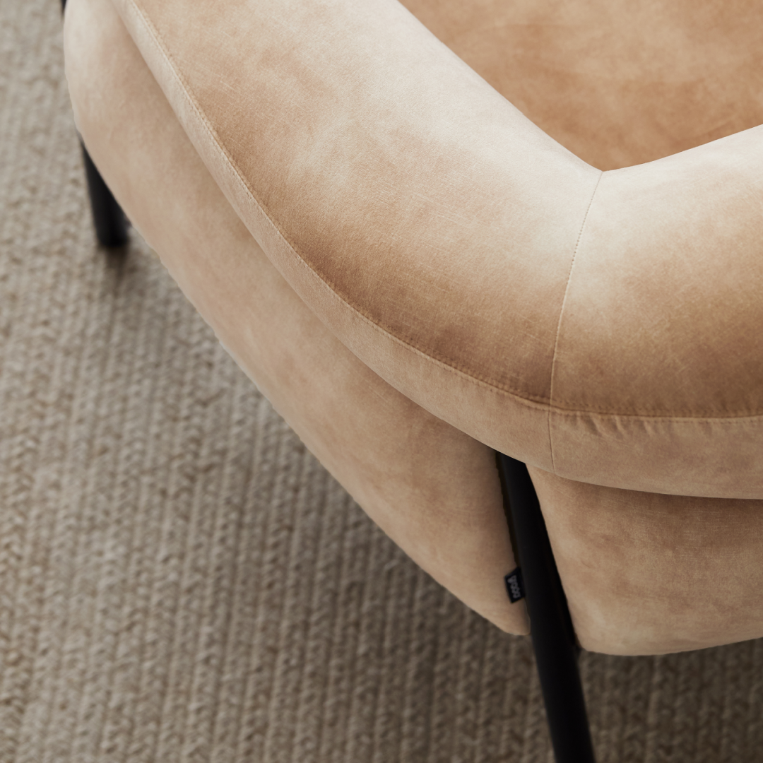 Fauteuil en velours beige | Grado Belly Lounge - Image 7