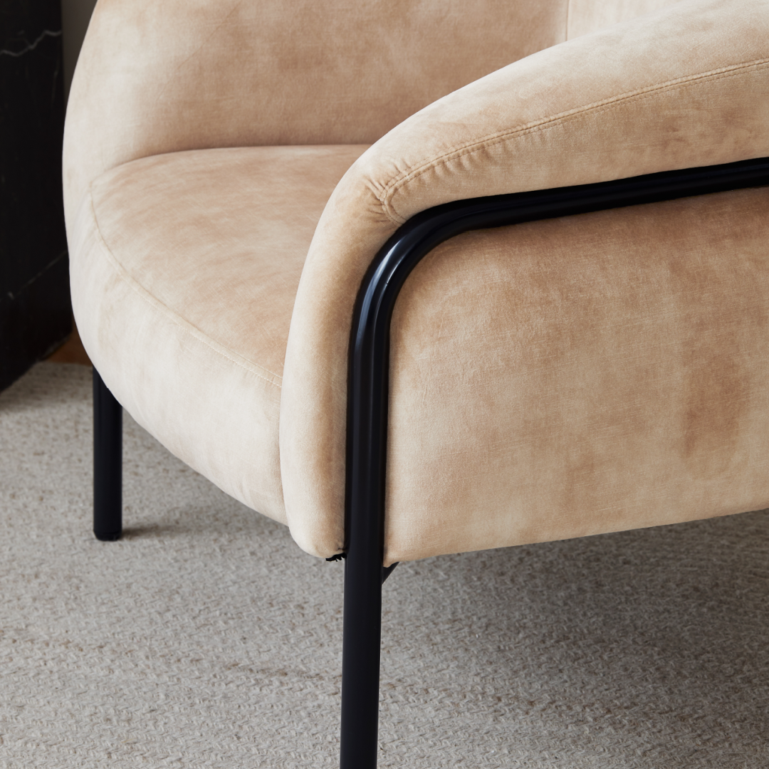 Fauteuil en velours beige | Grado Belly Lounge - Image 8
