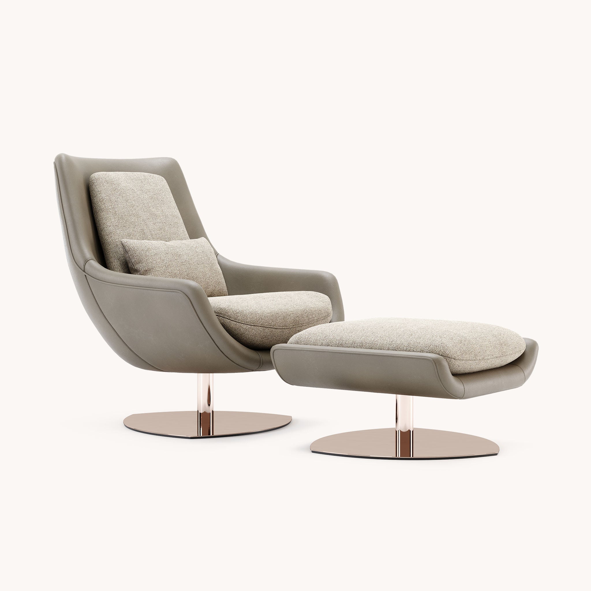 Fauteuil pivotant bouclé taupe | Domkapa Elba - Image 6