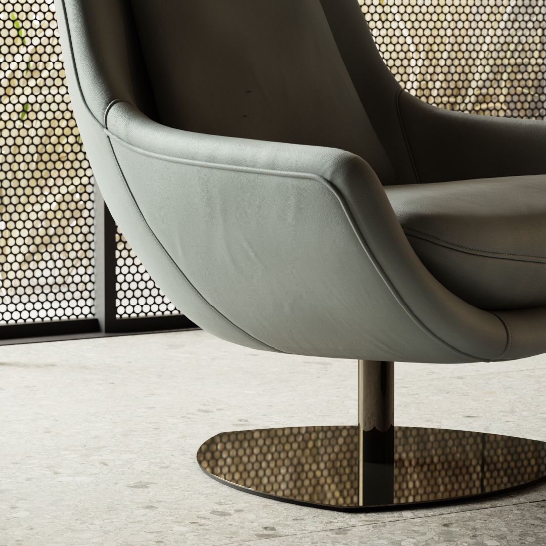 Fauteuil pivotant bouclé taupe | Domkapa Elba - Image 7