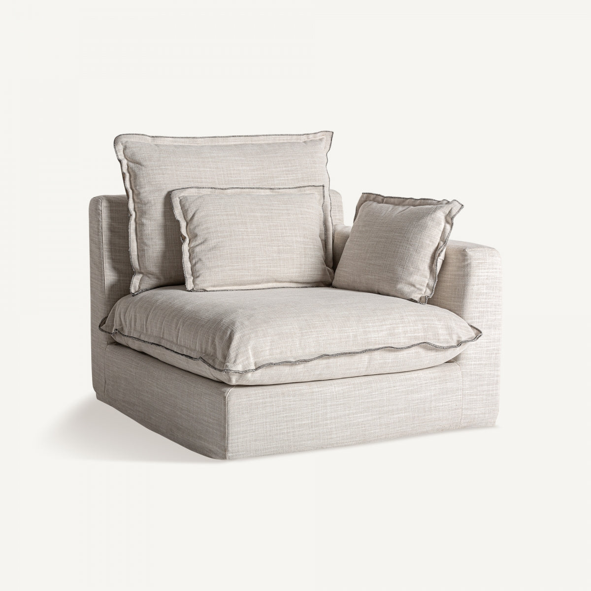 Module droit en tissu blanc cassé | Vical Bief - Image 3