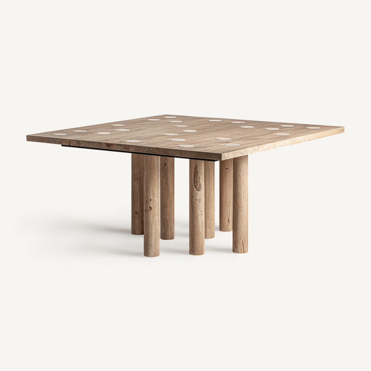 Table à manger carrée en manguier/travertin | VICAL Jacquard - Image 3