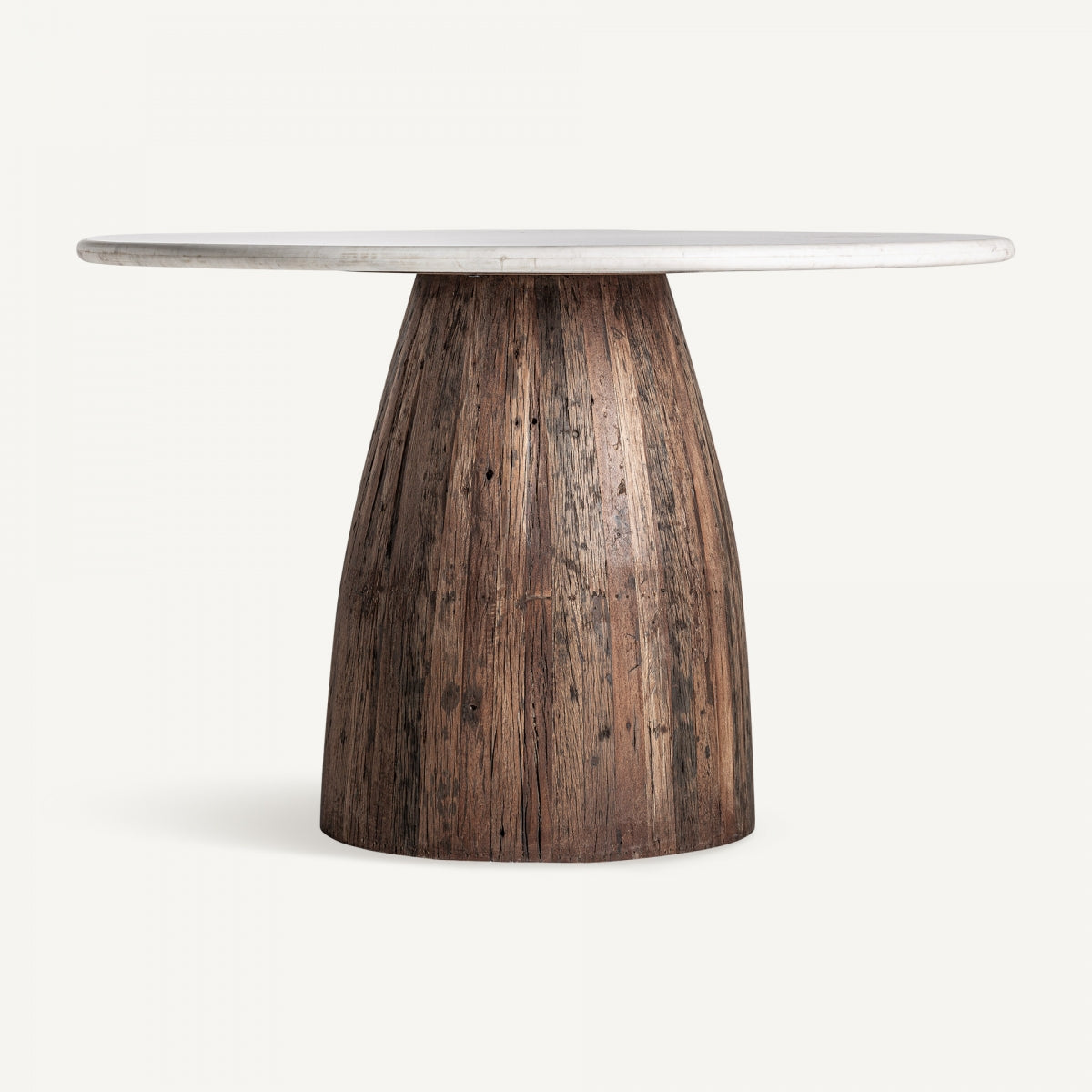 Table à manger ronde en bois et marbre blanc | VICAL Skorup - Image 1