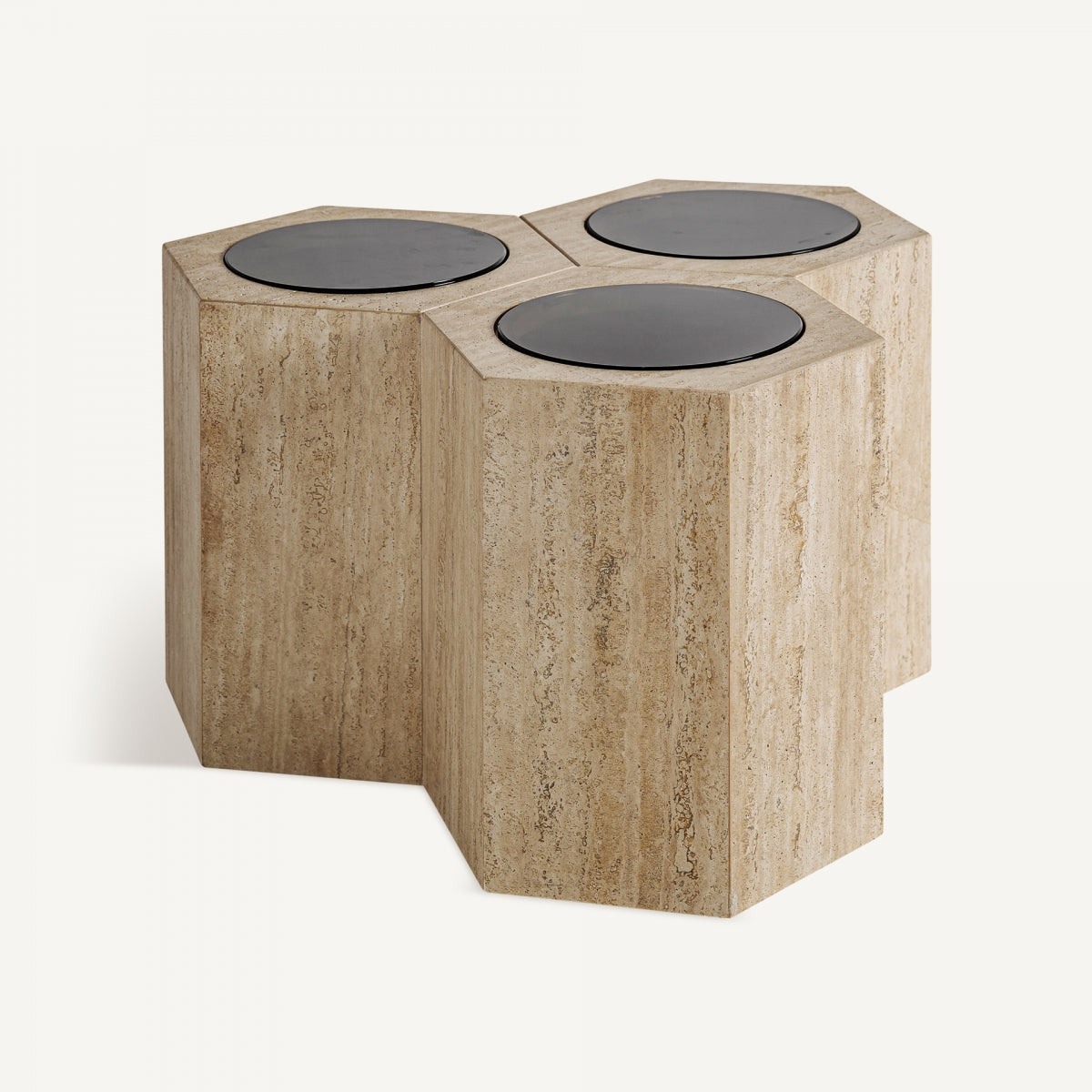 Table basse en travertin (lot de 3) | Vical Thiennes - Image 1