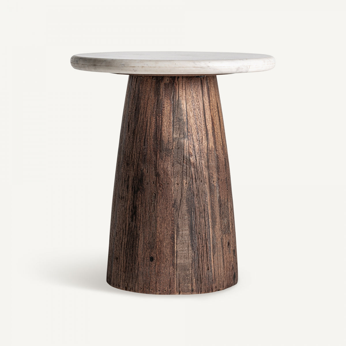 Table d'appoint en bois et marbre blanc | VICAL Skorup - Image 1