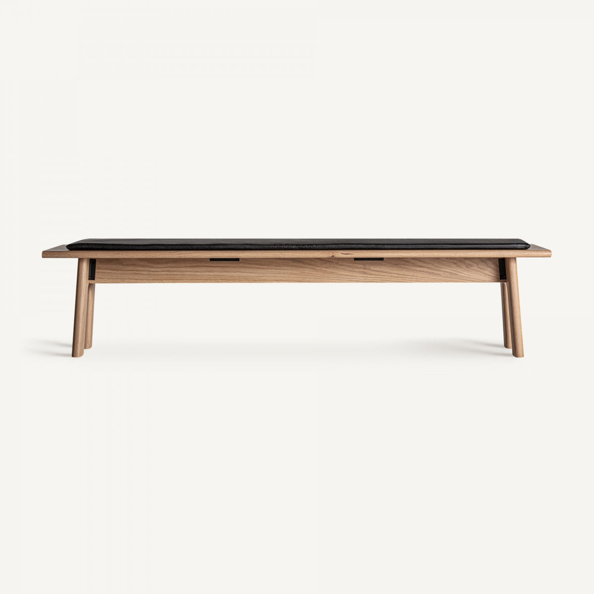 Banc en chêne clair et cuir noir | Vical Nara - Image 1