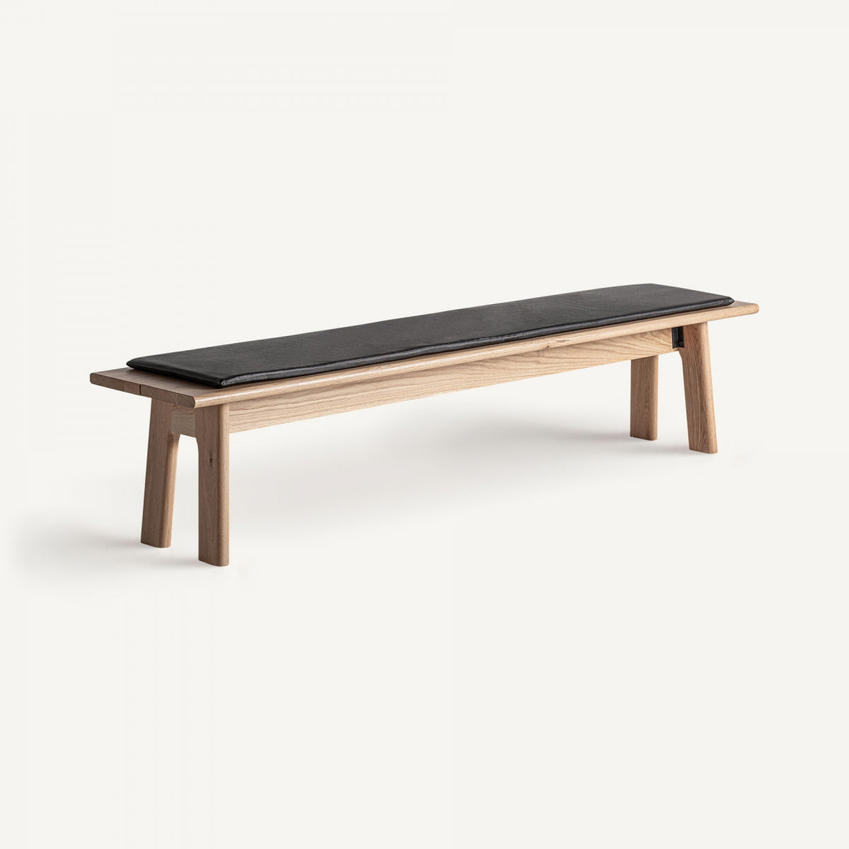 Banc en chêne clair et cuir noir | Vical Nara - Image 2