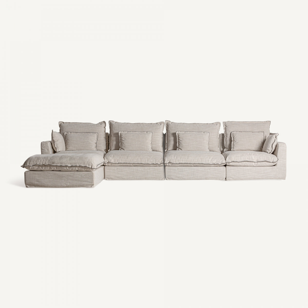 Canapé 4 places en tissu beige | Vical Bief - Image 1