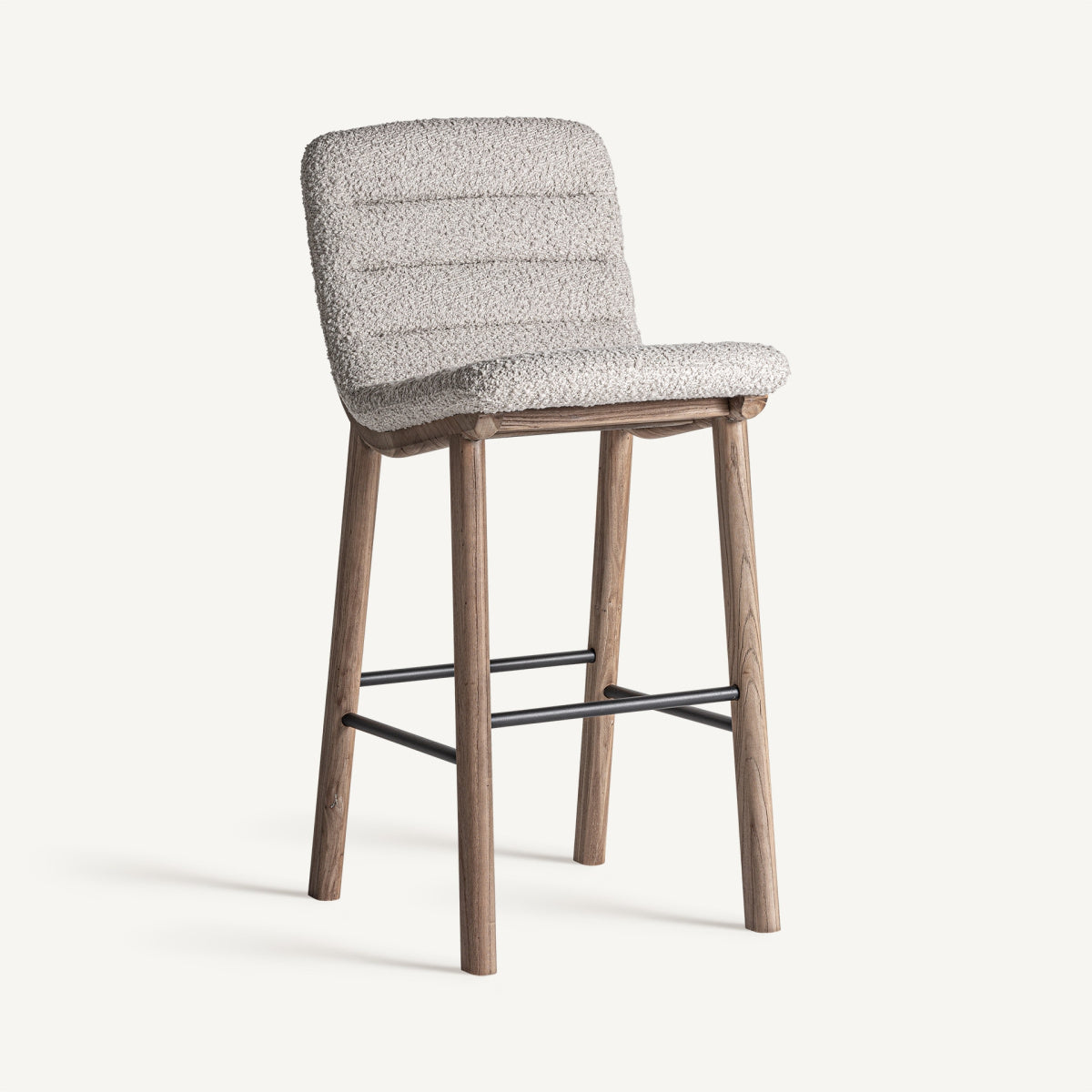 Chaise de bar en tissu beige | VICAL Jacquard - Image 1