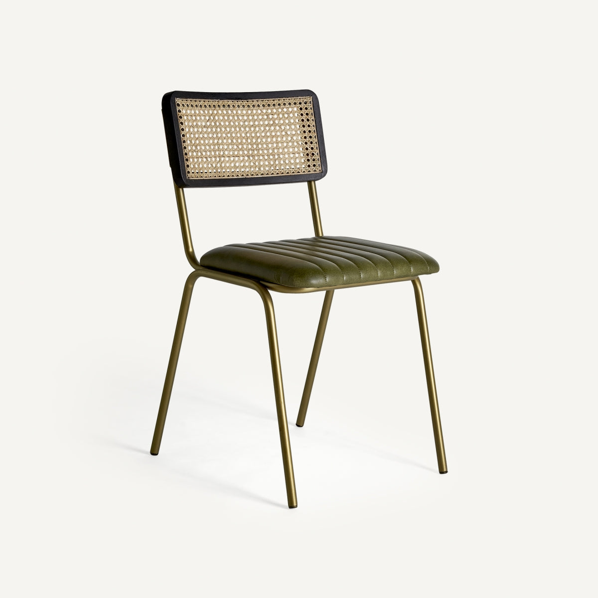 Chaise de salle à manger en cuir vert | Vical Almstock - Image 1