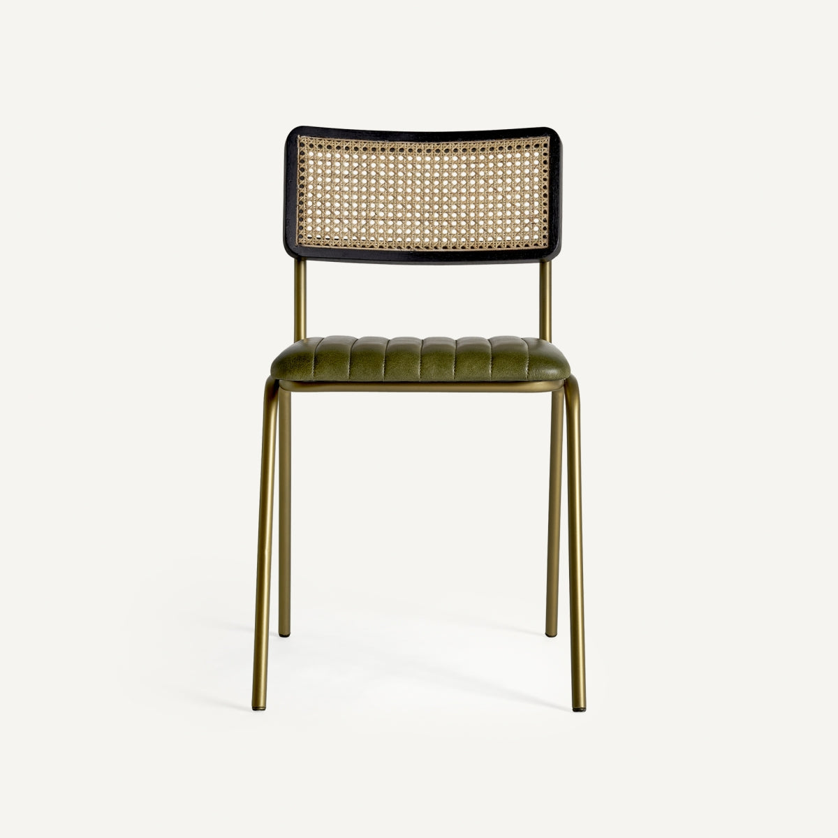 Chaise de salle à manger en cuir vert | Vical Almstock - Image 3