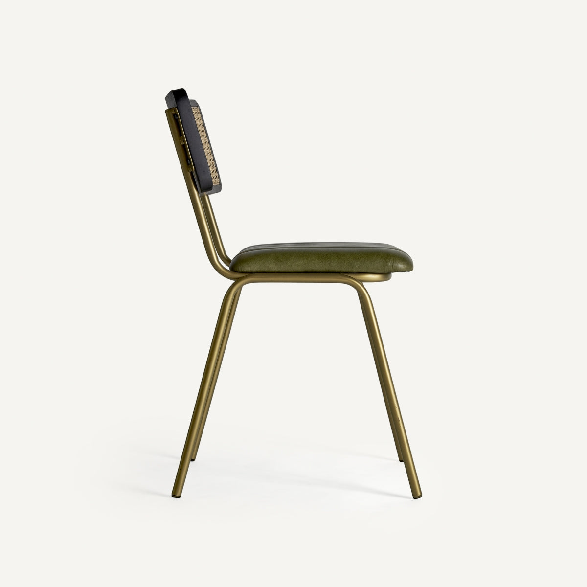 Chaise de salle à manger en cuir vert | Vical Almstock - Image 4