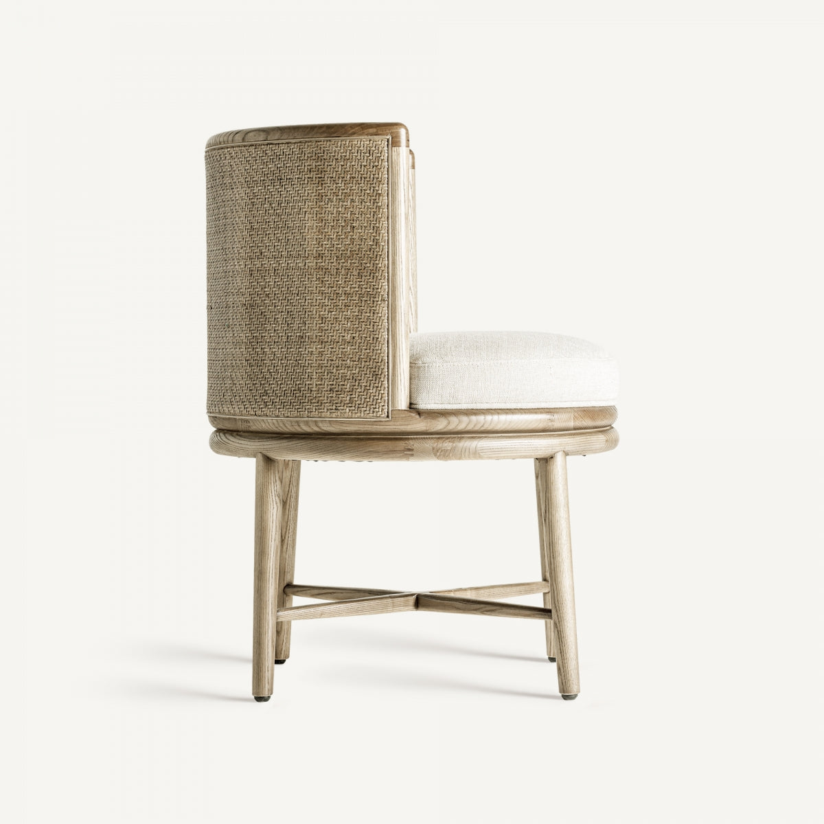 Chaise de salle à manger en tissu blanc | Vical Varaire - Image 5