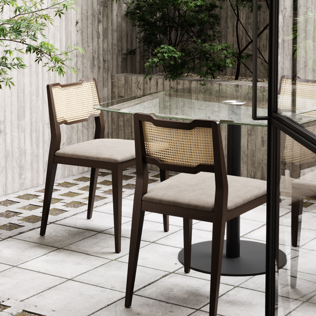 Chaise de salle à manger en velours et bois teinté | Domkapa Eva - Image 2