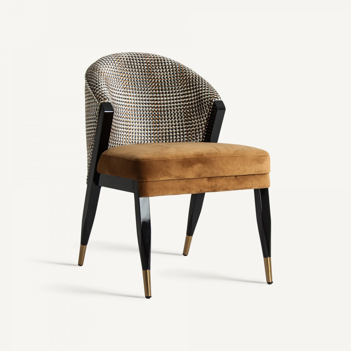 Chaise de salle à manger en velours jaune | Vical Brillon - Image 1