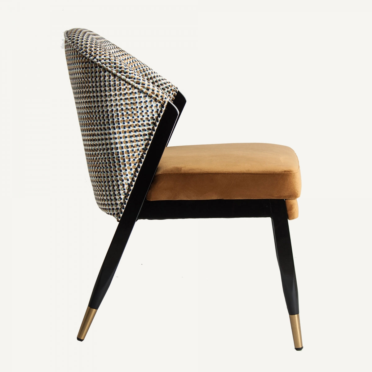 Chaise de salle à manger en velours jaune | Vical Brillon - Image 3