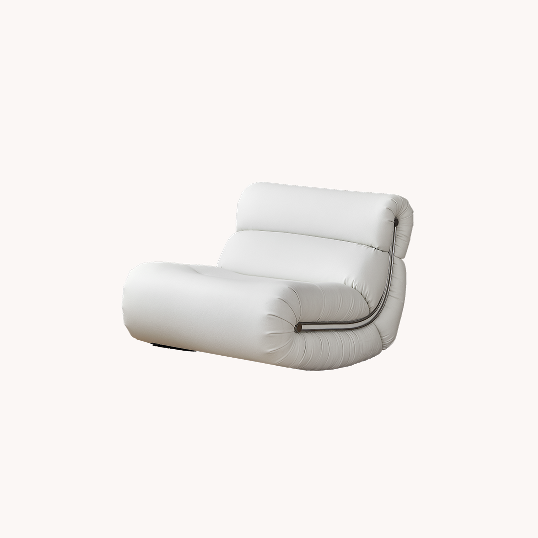 Fauteuil à bascule en cuir ivoire | Grado Kalimba - Image 1