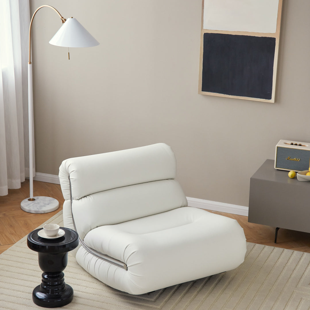 Fauteuil à bascule en cuir ivoire | Grado Kalimba - Image 4