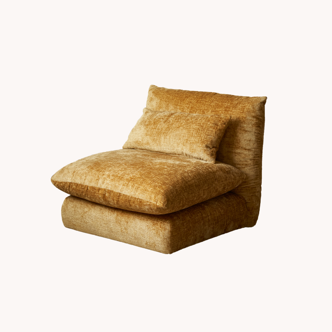 Fauteuil côtelé moutarde | Grado Puff - Image 1