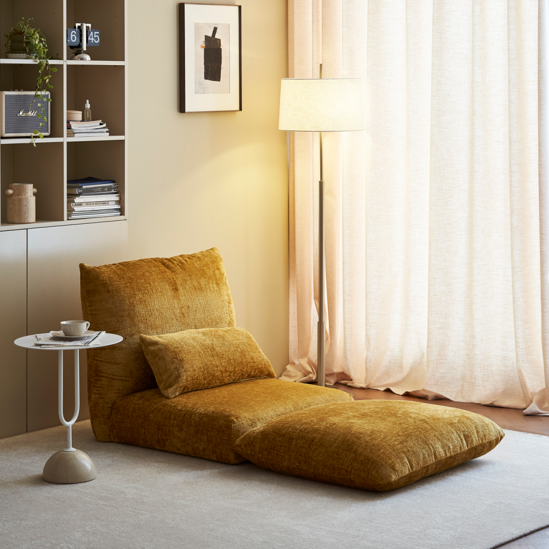 Fauteuil côtelé moutarde | Grado Puff - Image 3