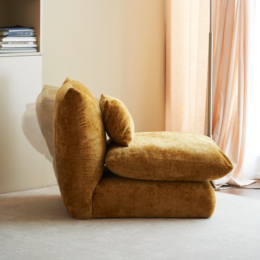 Fauteuil côtelé moutarde | Grado Puff - Image 5