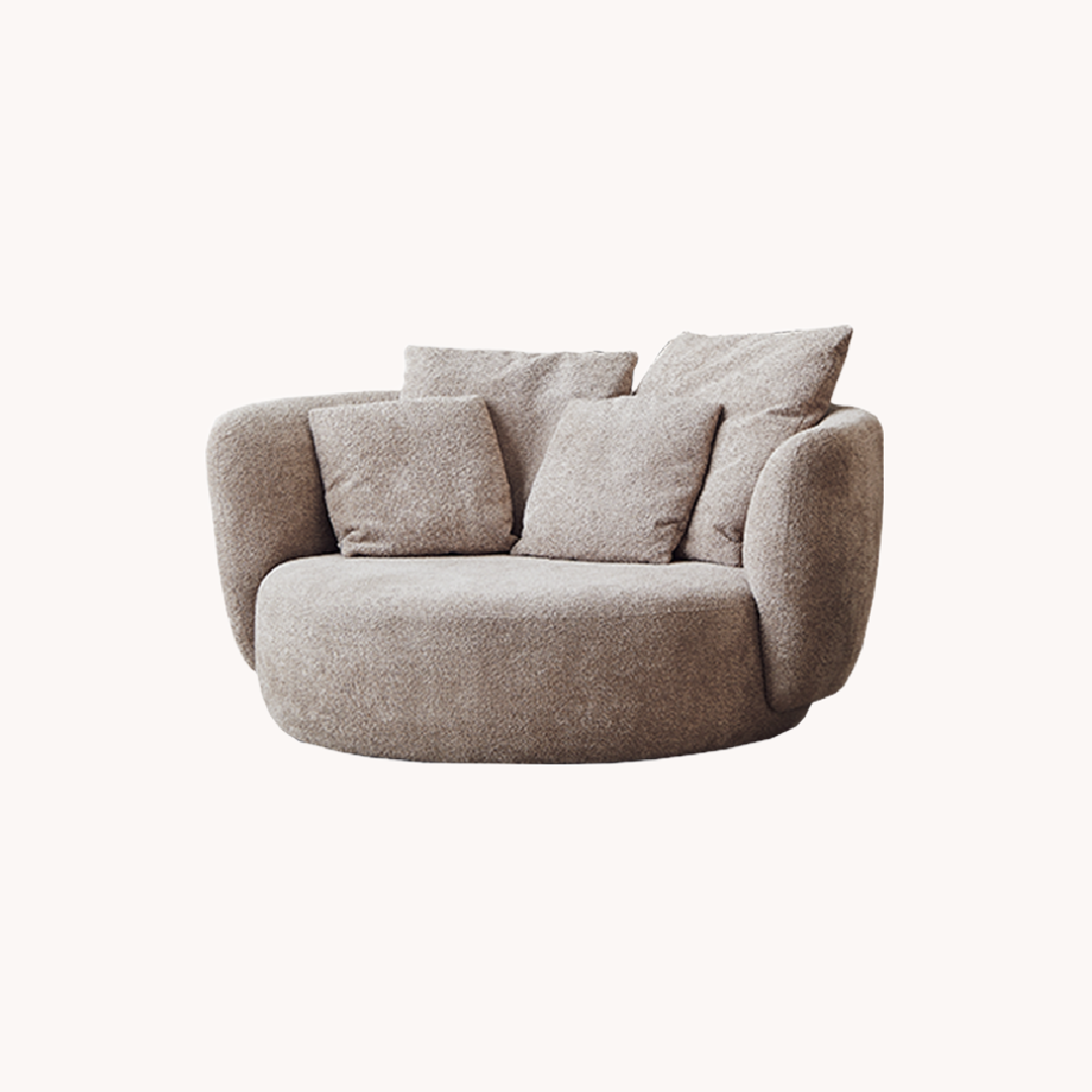 Fauteuil causeuse en tissu gris taupe | Grado Wonton L - Image 1